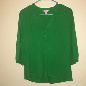Lilly Pulitzer green shirt v-neck button small